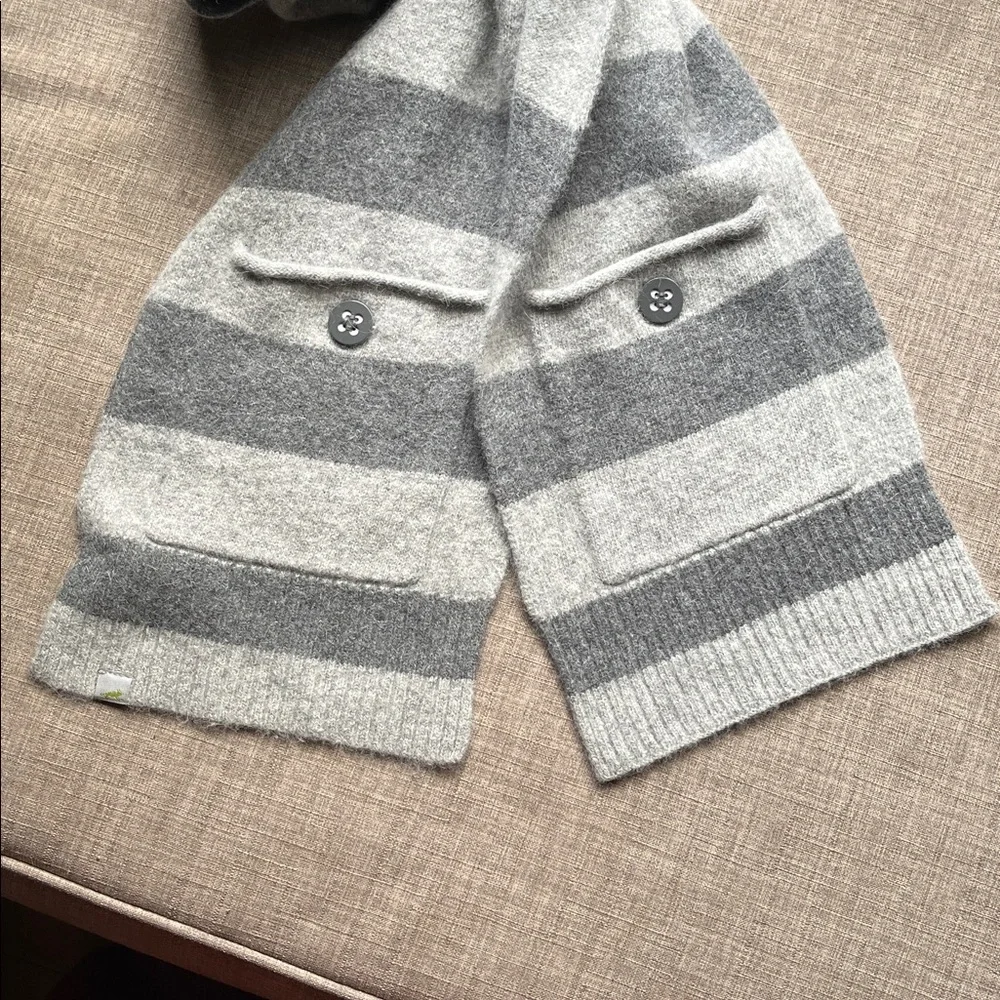 Horny Toad & Co. Wool & Angora Blend Scarf with Pockets Gray Striped